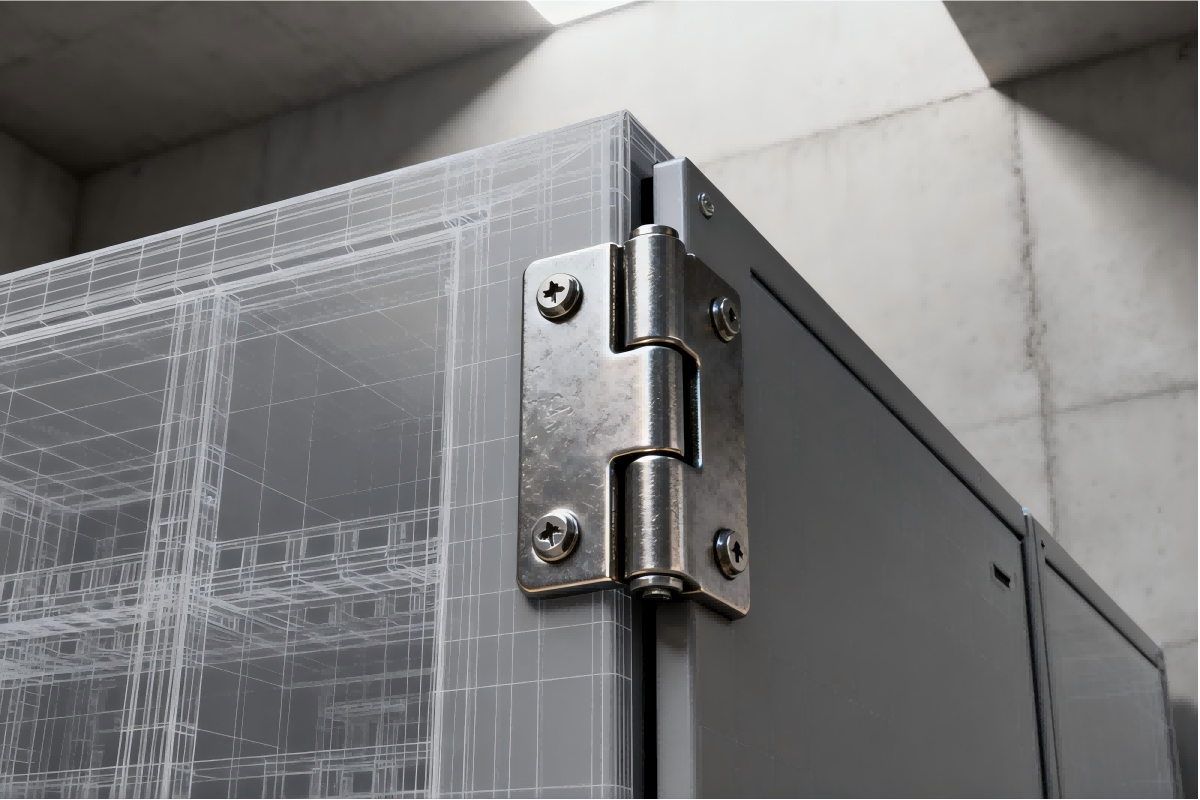 Hinges on the distribution cabinet