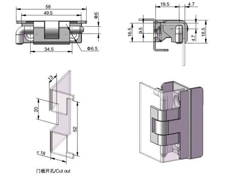 Mode CL018 cabinet hinge for equipment mechanical 01