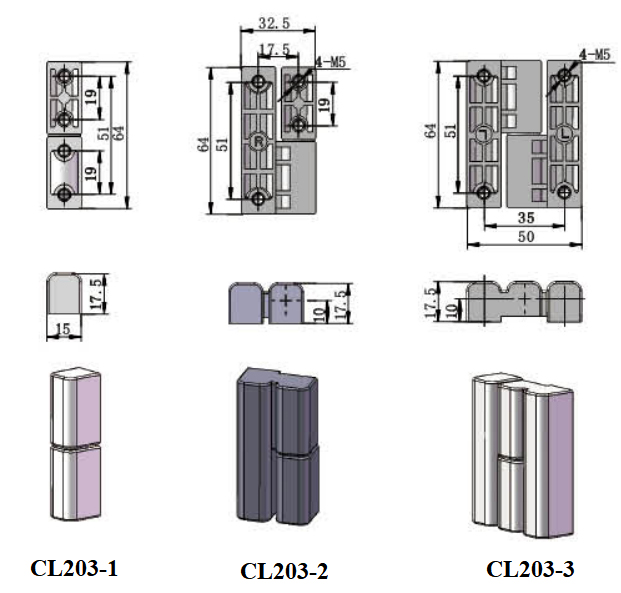 Mode CL203 Series cabinet hinge for equipment mechanical 01