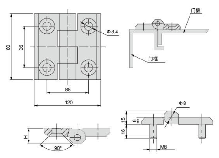 Mode CL226-7 Series folding distribution cabinet hinge 01