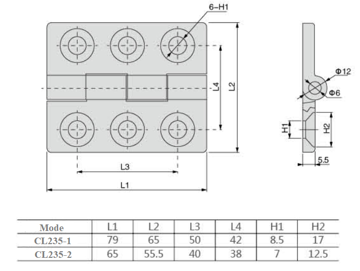 Mode CL235 Series butterfly type cabinet hinge 01